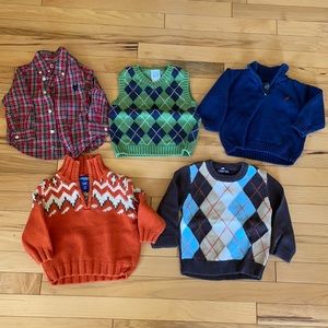 Lot of sweaters/button down shirt - 12 months